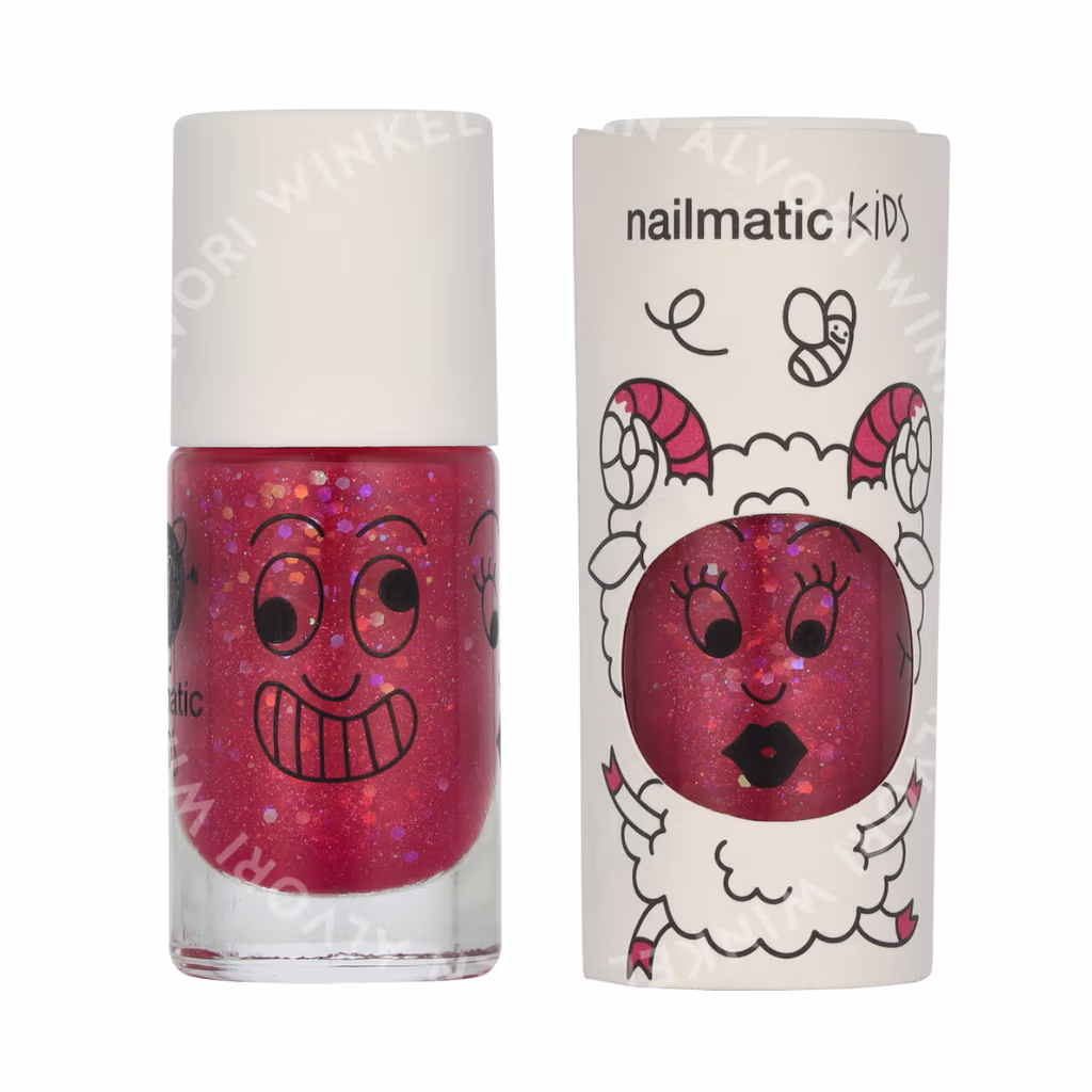 Nailmatic Nailmatic Kids Nail Polish — Clear Raspberry Glitter — foto 3